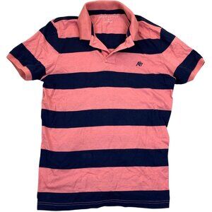 Aeropostale Women's Striped Polo Shirt M Pink & Navy Cotton Blend Casual Wear
